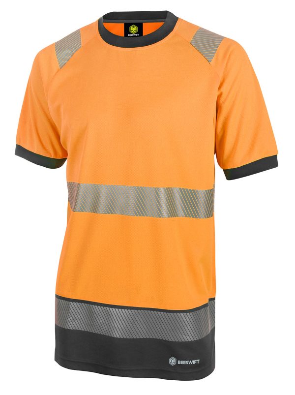 Beeswift Deltic Hi-vis Two-tone Short Sleeve T-shirt Orange/Black