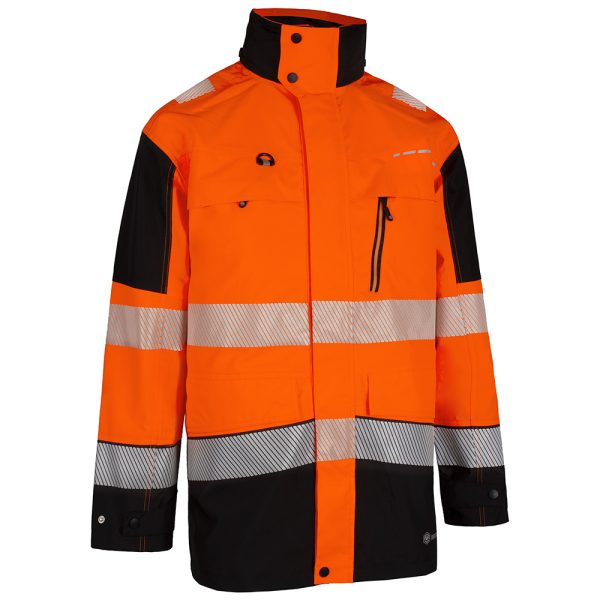 Beeswift Deltic Hi-vis Two-tone Ripstop Waterproof Rail Jacket Orange/Black