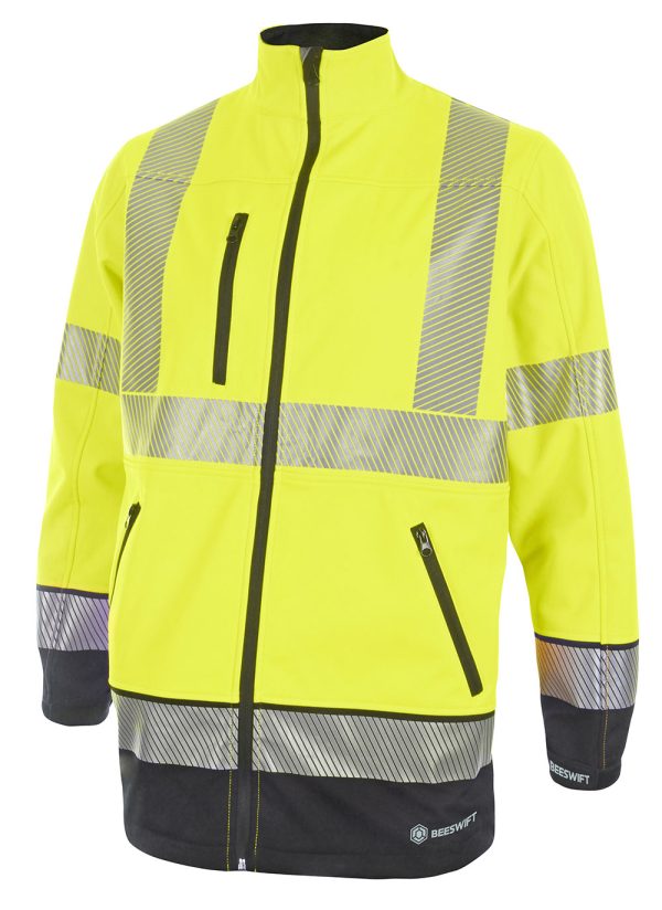 Beeswift Deltic Hi-vis Two-tone Soft Shell Jacket Saturn Yellow / Navy