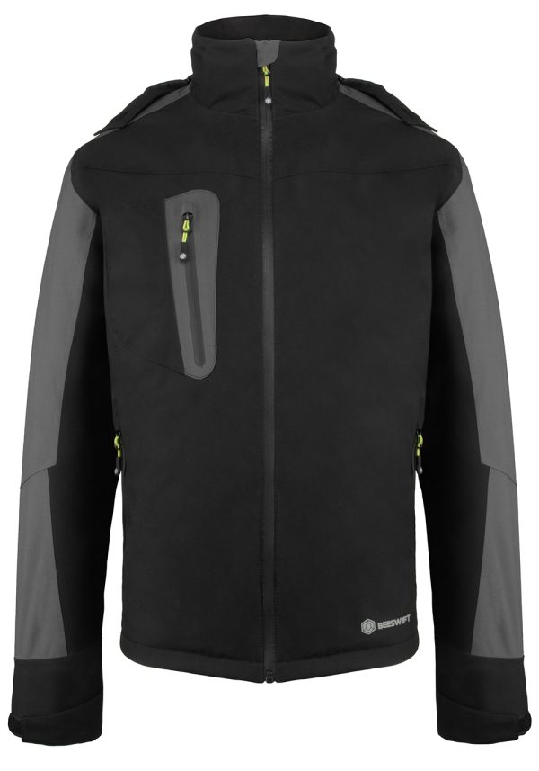 Beeswift Pembroke Padded Rain Jacket Black/Grey