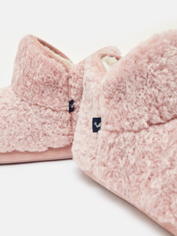 Joules Cabin Luxe Pink Faux Fur Slipper Boots | Torne Valley